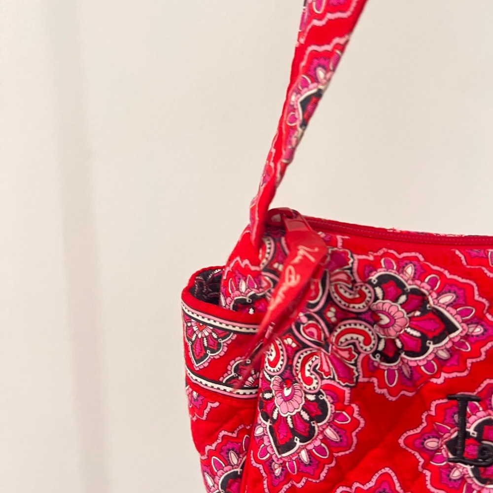 Vera Bradley Red and Pink Patterned Shoulder Bag “Lauren” - Picture 2 of 4